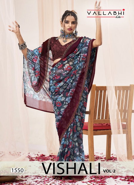 Vishali Vol 2 By Vallabhi Moss Georgette Printed Online Daily Wear Saree Wholesale